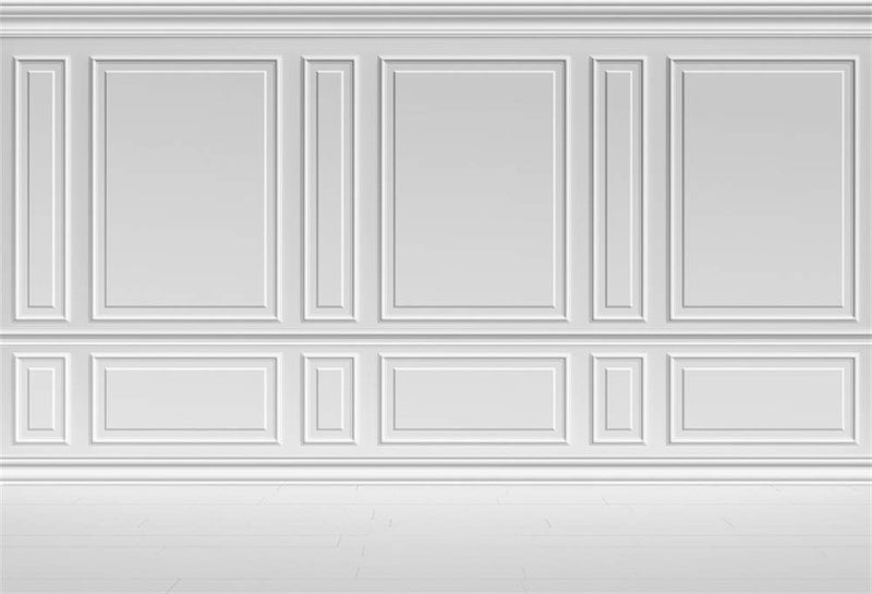 Laeacco Empty Room Architectural Pale Grey Wall Background 10x8ft Vinyl Photography Background Classic Style Panel Wall Houses Flats Interior Vintage Decor Elegant Backdrop Solid Color Grey Backdrops - Image 1